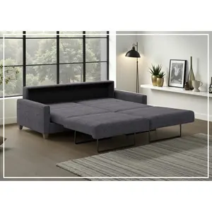 Luonto Nico Fabric King Sleeper Sofa With Nest Mechanism and chrome or wood legs