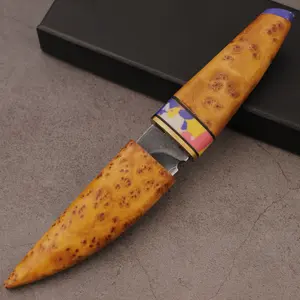 Sharp camping knife, high carbon steel professional chef knife, with sheath, suitable for kitchen, outdoor camping barbecue, gift for men.