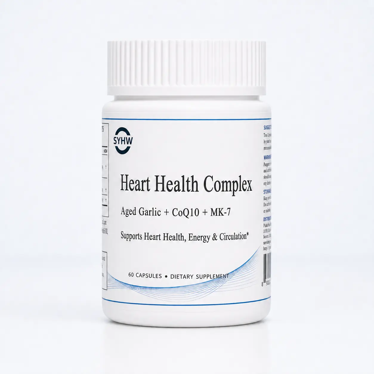 SYHW Aged Garlic, CoQ10 & MK-7 Heart Health Complex, Cardiovascular, Energy & Circulation Support, 60 Capsules, 30 Servings