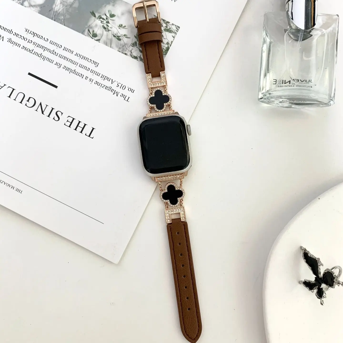 Brown + Rose Gold Four-Leaf Clover