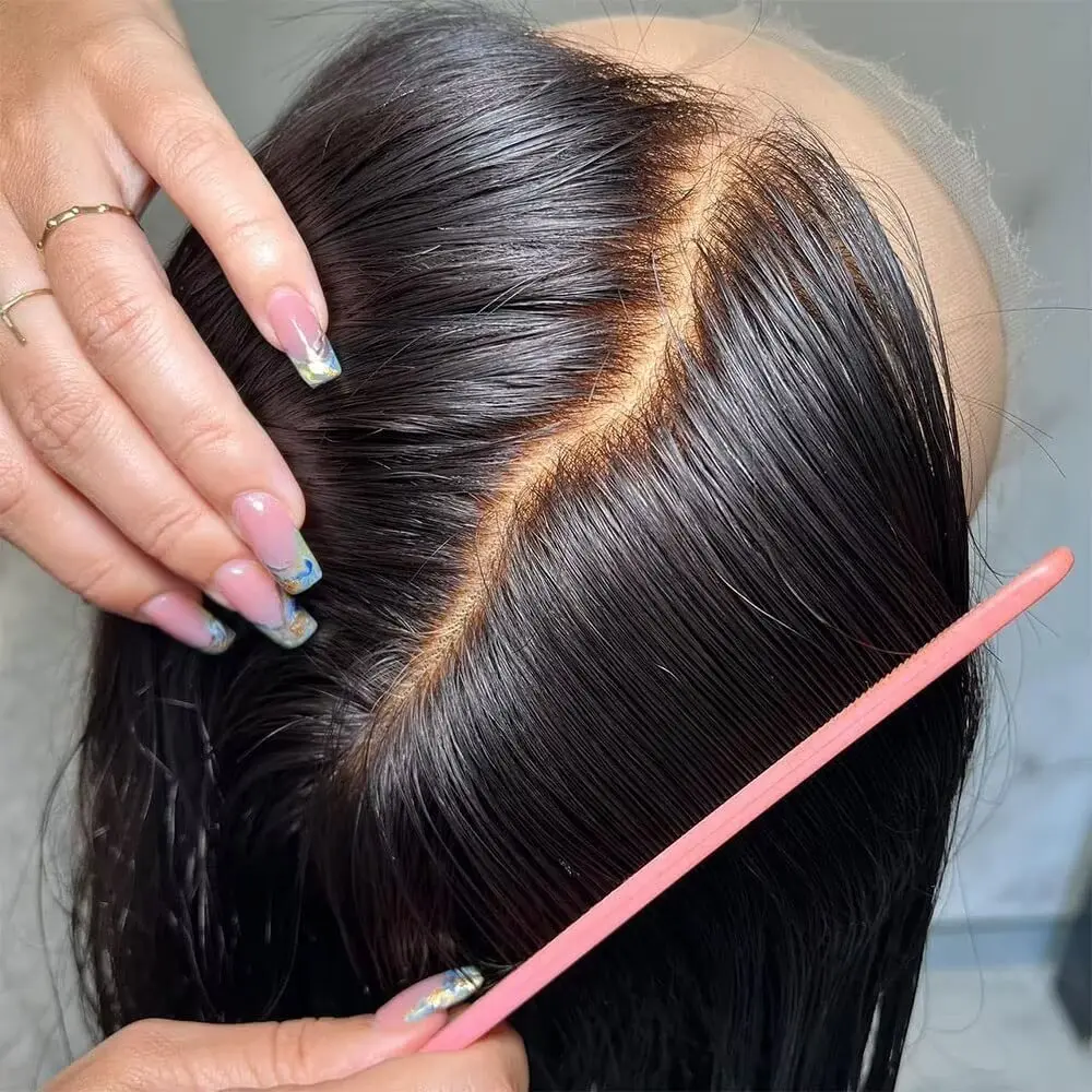Bling Hair Straight 360 Full Lace Wigs Human Hair 13x4 Transparent Swiss Lace Frontal Wigs 19A Remy Human Hair Long Silky Straight Wigs with Baby Hair Beginner Friendly 180% Density for Black Women Natural Hairline #SummerVibes