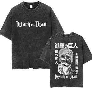 valentine shirts  Washed Vintage Anime Attack on Titan Reiner Braun Graphic3 T-shirts Men Women Cartoon Manga Best Selling Washed Men Women Anime