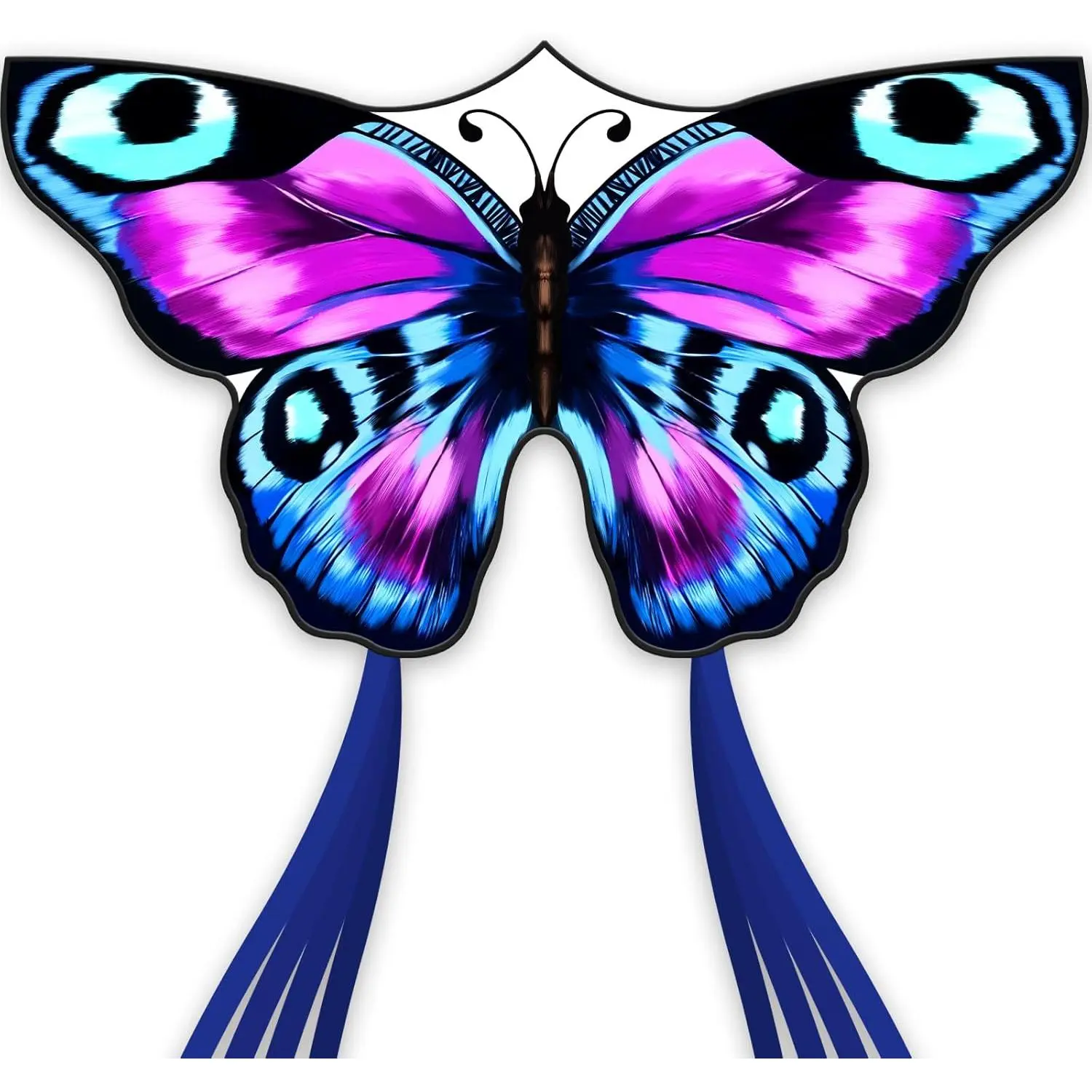 Purple Crystal Butterfly Kite for Kids, Expert Design with Glass Fibre Poles, Easy-to-Clean Polyester Toy with 328ft Long Line & Kite Line Board