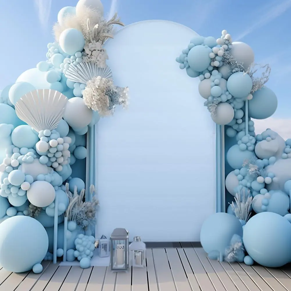 Arch Backdrop Cover, Wedding Arch Cover, Adjustable Spandex Backdrop for Photography Studio, Elastic Backdrop Cover for Birthday, Ceremony, 1.0 * 2.0m, White Blue