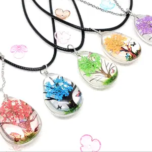 ASSICA Handcrafted charming real flower Necklace with butterfly