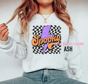 Spooky checkered sweatshirt | Gildan sweatshirt| halloween sweatshirt