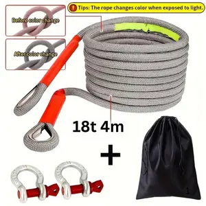 18t 4m tow rope, Vehicle recovery rope, SUV tow rope, Car recovery kit, Heavy-Duty Tow Rope with Heat-Resistant Sleeve for Trucks & SUVs, The All-Weather Tow Rope for Off-Road Vehicles, Double-Braided Nylon Tow Rope