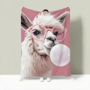 Animal A-Alpaca Throw Lightweight Flannel Blanket Soft Skin-friendly for Summer Cooling Cozy and Comfortable Ideal for Lounging and Relaxing summerwins,summerwins