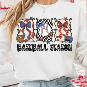 [Sale off up to 50%] Preppy Baseball Coquette Sweatshirt, Brushstroke Game Day, Cute Baseball Bow, Baseball Mama, Vintage Preppy Sports, streetwear graphic tee