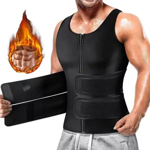 Men's Compression Sweat Vest Waist Trainer Body Shaper Tank Top Waist Belt Shapers Sweat Vest for Gym Workout Everyday Wear Abdomen Compression Shapewear