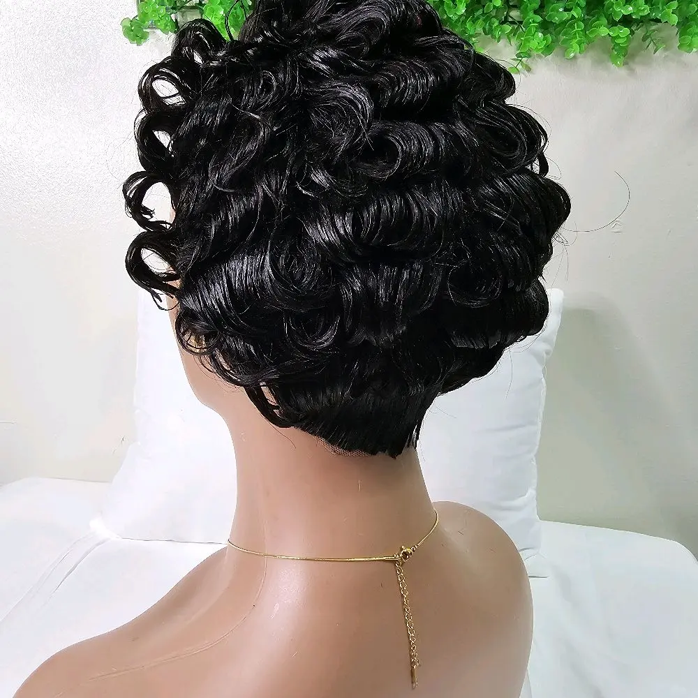 Short Curly Pixie Cut 13x4 Lace Front Wig Human Hair Wigs  display picture 1