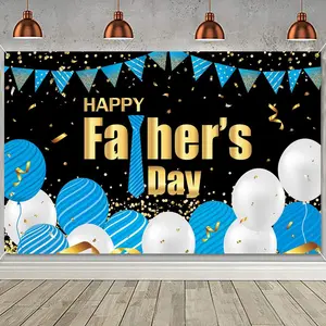 Backdrop Banner for Fathers Day Background Banner with Balloons Fathers Day Party Decor for Indoor Outdoor Wall Decorations Dad's Day Family Photo Booth Props 71 x 45 Inch