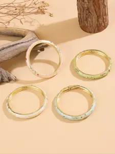 Elegant Enamel Vintage Floral Jonc Bracelet, Perfect Daily Wear & Holiday Gift for Girls & Women, Flower Design Bracelet