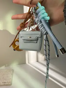 Handmade Braided Fashion Bag Charm, Small Leather Keychain, Phone Strap Pendant, Stylish Accessory for Bags, Keys, Phones