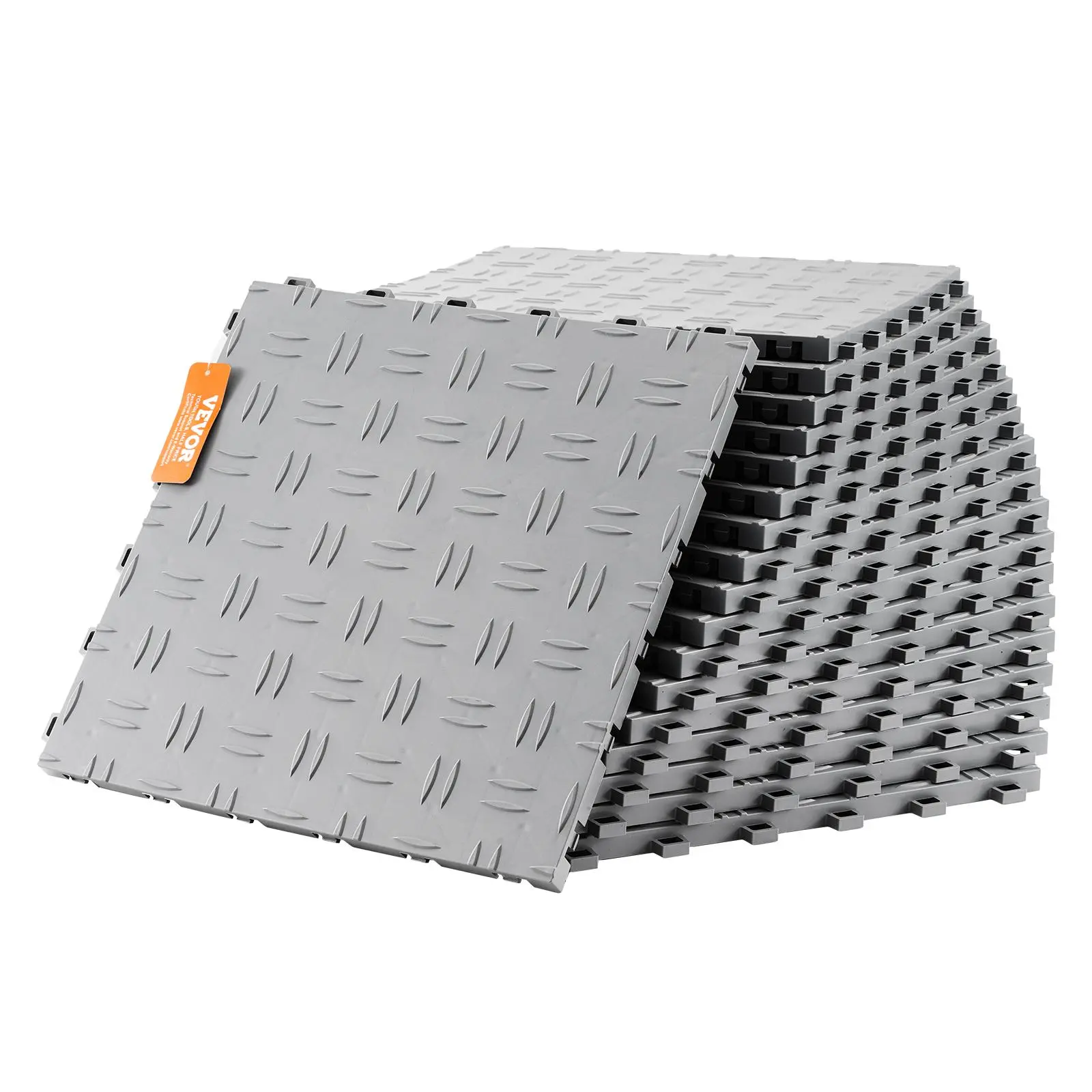 VEVOR Interlocking Garage Floor Tiles, 12x12x0.53 in 25-Pack, Non-Slip Double-Sided Texture, Seamless Fit, Slip-Resistant, Washable, Waterproof & Easy to Clean, for Garages, Basements