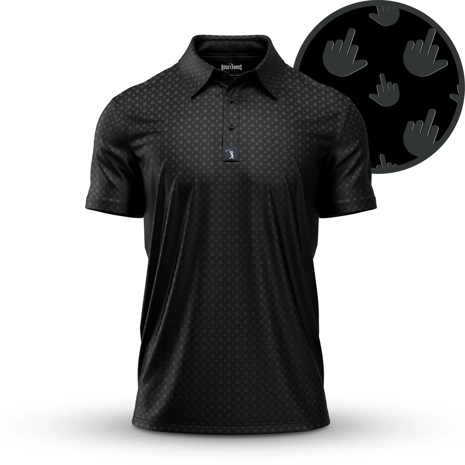Bogey Bros F*ck Hand Men's Performance Golf Polo Shirt – Fun Print Lightweight Breathable Short Sleeve Polo for Golf, Business Casual, Tennis & Everyday Comfort