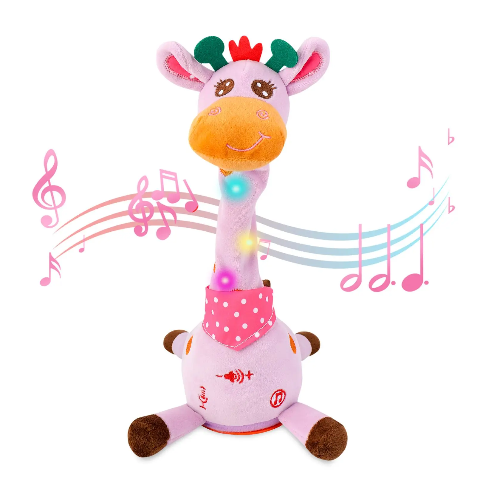 MIAODAM Cute Dancing Talking Giraffe Stuffed Toy, Musical Light Up Baby Item That Repeats What You Say, Glowing Gift for Toddlers 1-3 Years Old
