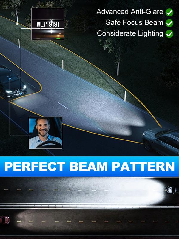 [One-year warranty service provided] 9005/HB3/9006/HB4/H11/H9/H8/H7/9008/H13 White LED Headlight Kit 32000LM 800% Bright with Cooling Fan 6000K Cool White Plug and Play Pack of 2【Check the image to confirm your model】