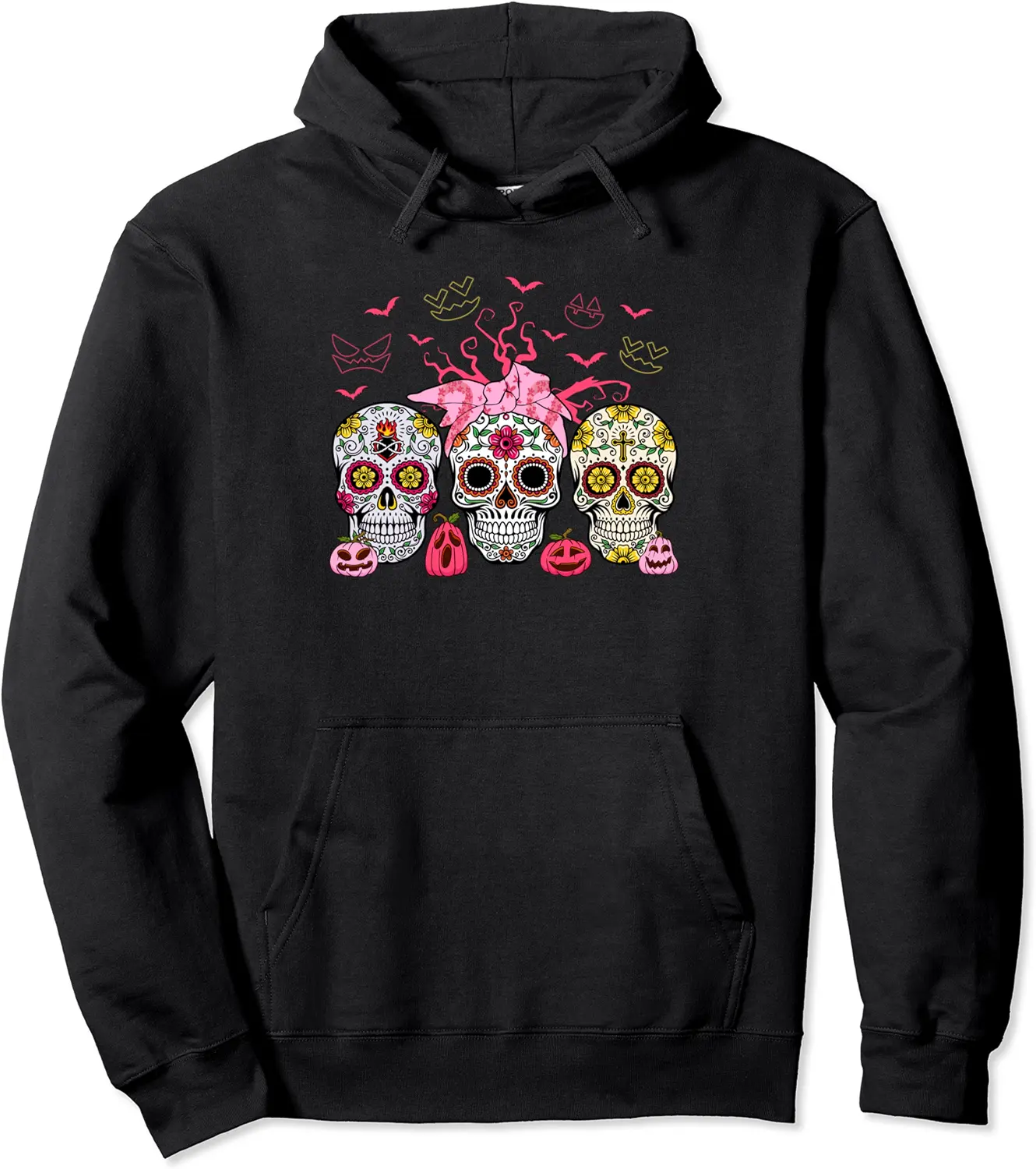 In October We Wear Pink Sugar Skull Breast Cancer Awareness Pullover Hoodie - Emilyschwe Shop 71B0BH59CH8Z