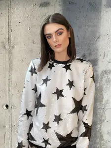 Any Old Iron Sparkle Star White Sweatshirt