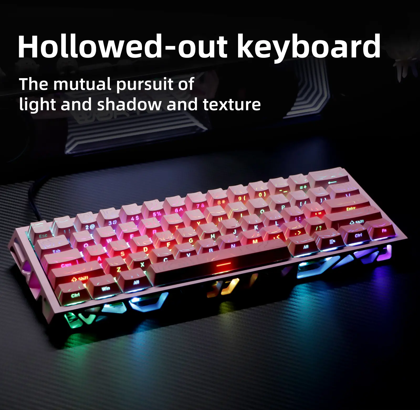 KAVLORN NJ61 Budget Hot-Swap Mechanical Keyboard, 61-Key 60% Compact RGB Wired Hollowed-Out Entry-Level Custom Gaming Keyboard for Office Computers