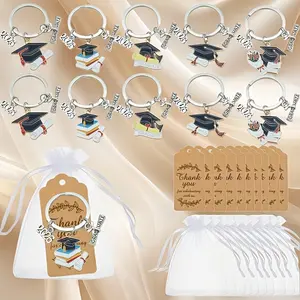 2026 Graduation Keychain Kit – 15 Sets with Hat & ID Card Pendants, Zinc Alloy Split Rings, Durable Metal Keychains for Backpacks, Grad Gifts, Party Favors, Celebration Supplies