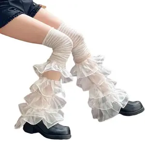 1 Pair Lace Patchwork Sweet Spicy Cool Leg Warmers, Dainty Niche Y2K Coquette Style Ankle Cuffs for Women