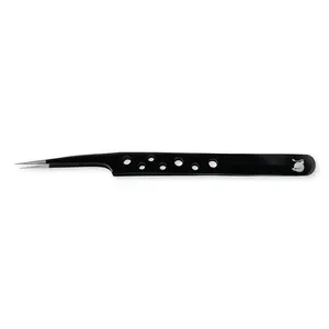 LASHBOMB Angled Isolation Lash Tweezer - Luxury Black Collection, Black Metal Tweezer for Lash Application