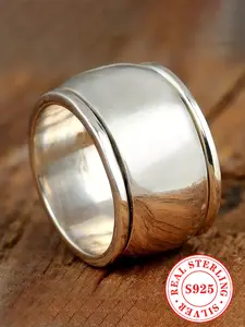 925 Sterling Silver Simple Style Plain Color Ring, Fashion Jewelry for Party, Daily Clothing Decor, Trendy All-match & Exquisite Jewelry for Birthday Gift, Unique Rings