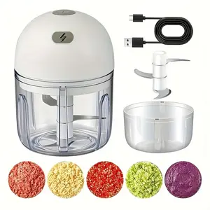 Powerful 304 Stainless Steel Electric Food Chopper & Processor, 250ML Mini USB Wireless Handheld Garlic Slicer, Vegetable Chopper Tool for Kitchen Accessories