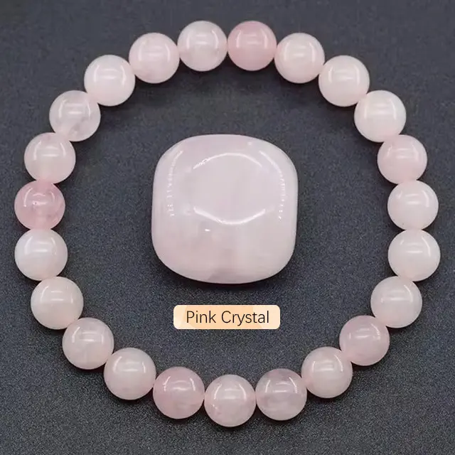 Unisex Natural Pink Crystal Heart Bracelet - Costume Jewelry for Emotional Soothing, Relationship Harmony, Interpersonal Connection