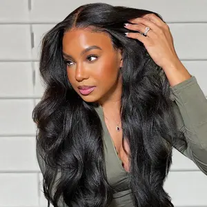 OQ HAIR Kinky Straight M-Cap 9x6 Skin Lace Wig Natural Scalp Pre Cut Lace No Knots Design Wear Go Glueless Wig Human Hair Beginner Friendly