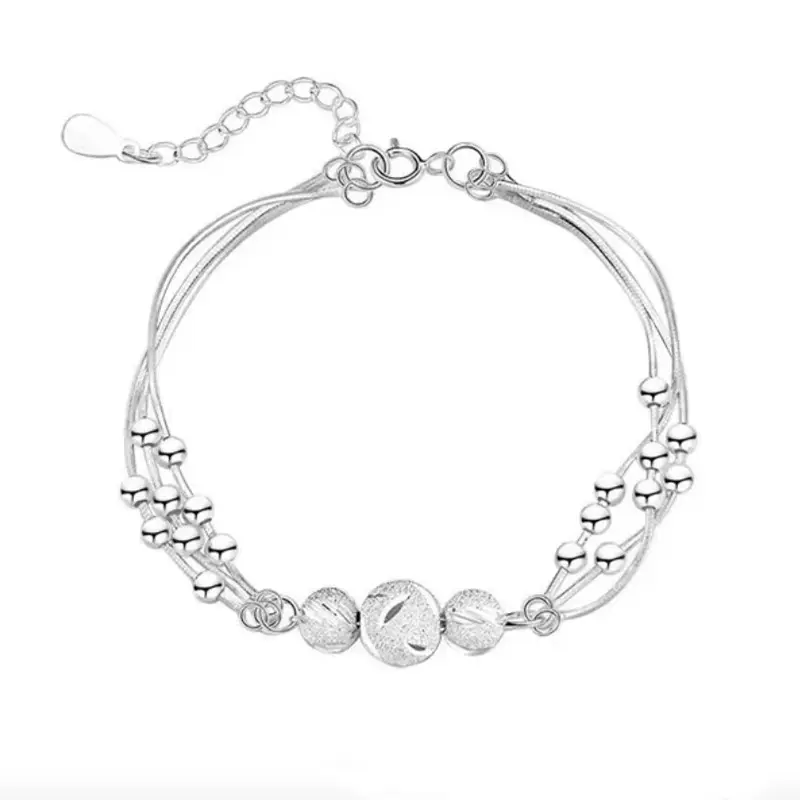 Multi-Layer Sansheng Rotatable Bead Bracelet for Teen Girls, Minimalist Carved Round Bead Matching Friendship Jewelry Must-Have