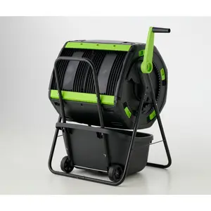 212 MAIN RSI-Maze 48gal Geared 2-Chamber Compost Tumbler with Cart - Open Front, Powder Coated Compost Bin