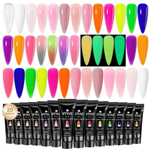 Poly Nail Gel Set, 20pcs/set Colorful Nail Extension Gel, Art Nail Polygel, Nail Art & Nail Polish for Beginners, DIY Nail Care at Home, Nail Extension Kit