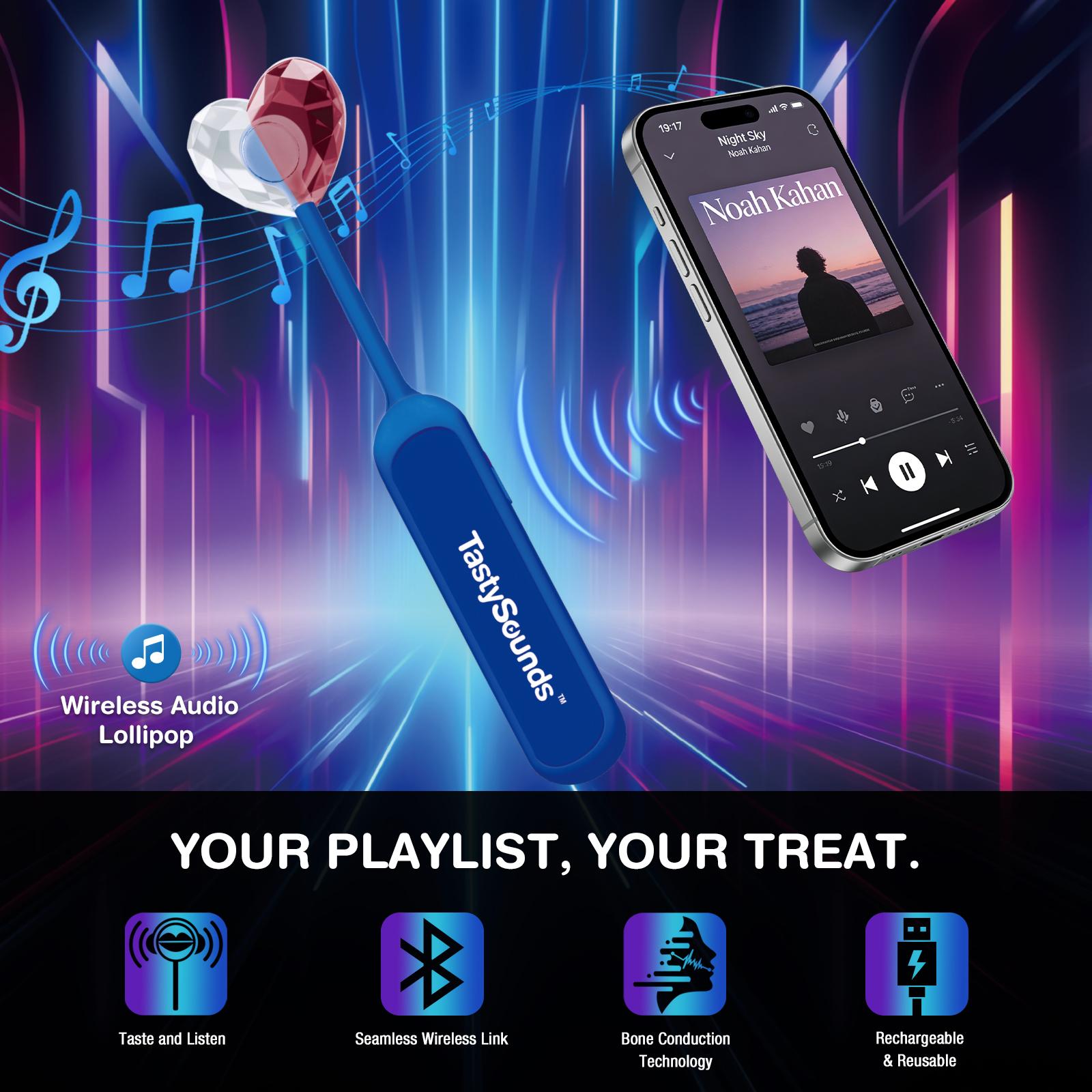 AMOS TastySounds Wireless Audio Lollipop – Blackberry Flavor, Bone Conduction Music Candy, Rechargeable Singing Lollipop, Listen Through Your Mouth Novelty Gift Pre-Sale AMOS TastySounds Wireless Audio Lollipop – Blackberry Flavor, Bone Conduction Music Candy, Rechargeable Singing Lollipop, Listen Through Your Mouth Novelty Gift Pre-Sale