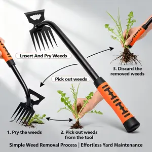 Heavy-Duty Manual Weeding Tool—High-Performance Long-Handled Weeding Hoe with Sharp Blades to Pull Weeds Out by the Roots—Ideal for Gardens, Farm Fields, Lawns, and Vegetable Beds—Made of Durable Carbon Steel—Portable Weeding Tool