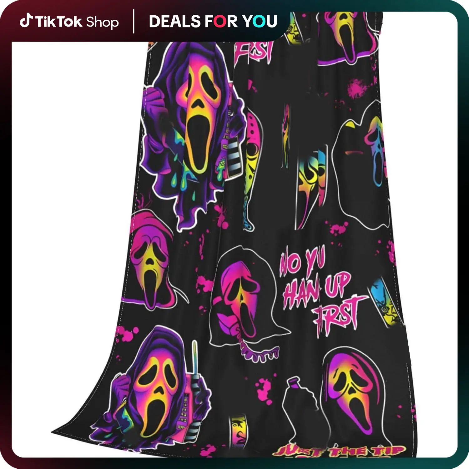 Horror Blanket No You Hang Up Horror Movie Character Blanket Gift Halloween Blanket Bedroom Couch Bed Sofa Soft Lightweight Warm Cozy Flannel Fleece B