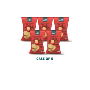 OSH! Oh So Healthy Baked Popped Corn Chips Smokey BBQ. The case includes 5x80g  packs!  5x BBQ . Gluten-free Never fried. Your go to Guilt free Snack.