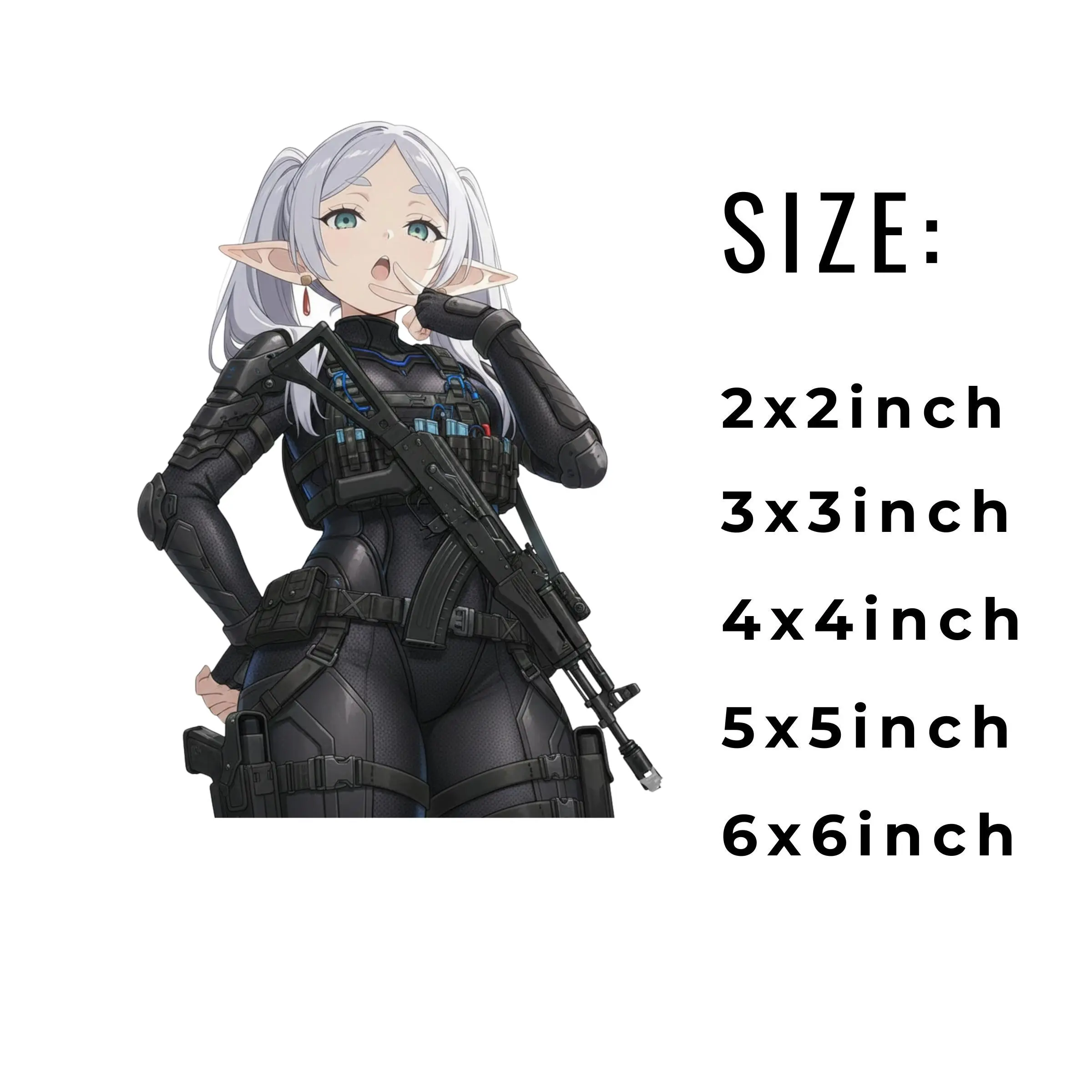 Frieren Elf Tactical Girl Sticker, Silver Twin Tails, Sci-Fi Armor Style, Anime Vinyl Decal for Gun Case & Notebook - TikTok Shop Frieren Elf Tactical Girl Sticker, Silver Twin Tails, Sci-Fi Armor Style, Anime Vinyl Decal for Gun Case & Notebook - TikTok Shop