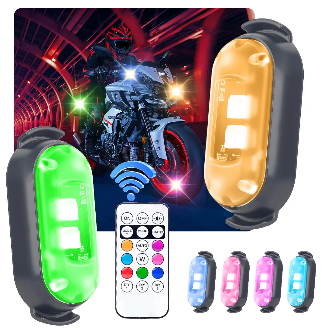 RGB LED Strobe Warning Lights for Motorcycles, Aircraft & Helicopters - Wireless, RGB Modes, Motorcycle Accessories, Flash Position Functionality
