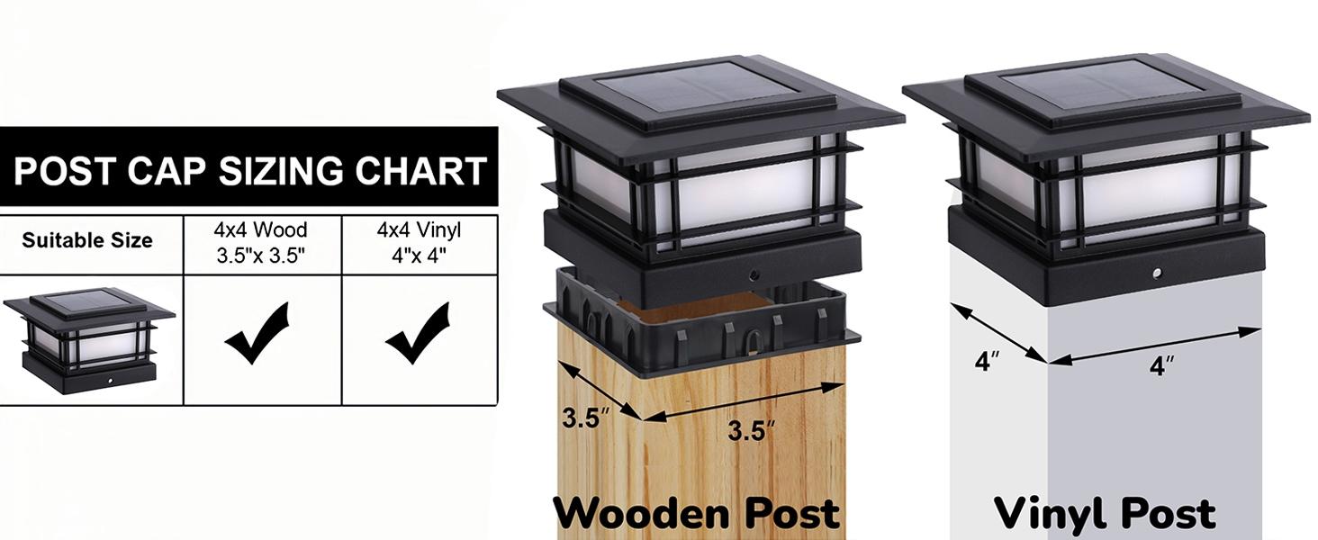 4x4 Solar Post Cap Lights Outdoor with Flickering Flame Light, Black Shell Fence Post Solar Lights Fit 4x4 Vinyl/Wooden Posts, Brightness LED Lighting Decor for Garden Deck Patio, 2 Pack