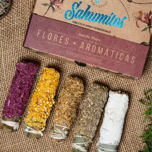 Smudge Sticks Assorted 5ct | Resin Incense Box | Roses, White Sage, Frankincense, Copal, Citronella, Cinnamon, Palo Santo