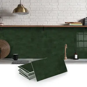 16/32/64PCS/Box SJM 3D Matte Dark Green Decorative Tile Stickers | PE Foam Thickened Crystal Film Waterproof | Perfect for DIY Kitchen/Bathroom/Laundry Room/Camper/Fireplace Wall Decor