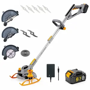 2026 Upgraded Cordless Grass Trimmer with 3 Cutting Heads, 21V 4A 3000mAh High Capacity Battery Powered Electric Grass Mower for Garden Yard