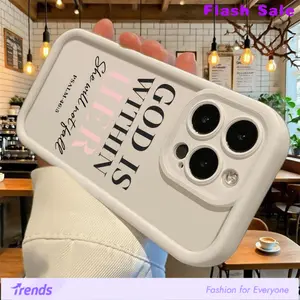Inspirational God Is Within Her Bible Verse Phone Case for iPhone 17 16 15 14 Pro Max 13 12 11 Air XR XS Plus Shockproof Anti Drop Protective Durable TPU Cover Suitable for Samsung S24 FE