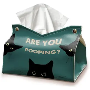 Funny Rectangle Tissue Box Cover for Bathroom, Cute  Tissue Box Holder, are You Pooping Funny Bathroom Decor,  Green PU Facial Paper Case Cats Gifts for  Mom Women 9.8x5.9x5.9