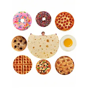 1 Piece Tortilla/Flatbread Blanket, Soft Blanket, Fluffy Blanket, Warm Bed Blanket, Funny Round Blanket with Food Design for Adult Men and Women, Realistic and Novelty Cookie Blanket, Large and Unique Food Design Blanket for Everyone