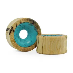 Tamarind Wooden Tunnels with Blue Resin Inlay