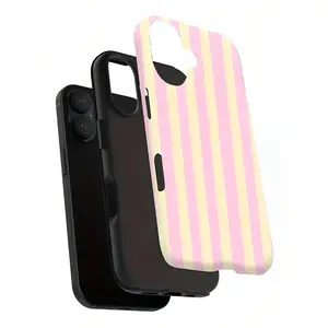 for iPhone 13 Pink And Light Yellow Vertical Stripes Two-In-One Texture Phone Case Suitable For Compatible With Iphone16, 15, 14, 13, 12, 11, PRO MAX,PLUS